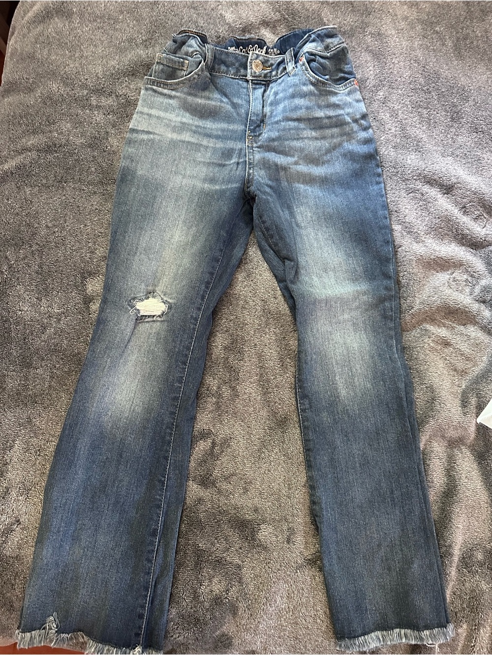Cat & Jack Medium Blue Straight-Leg Jeans with Knee Distress